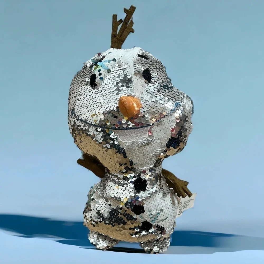 Olaf Sequin Reversible Plush Stuffed Snowman Frozen Disney Silver White